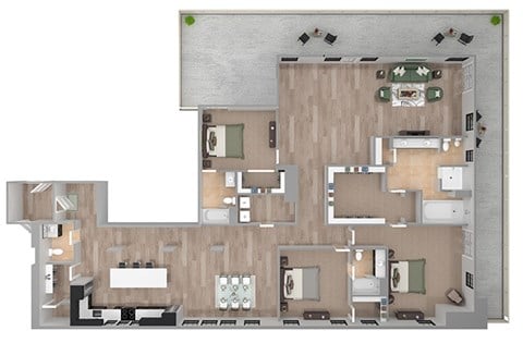 Floor plan for 3 beds, 3.5 baths, 3053 sqft
